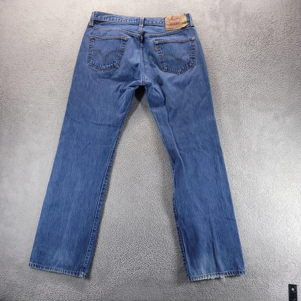 Levis 501 Jeans Mens 36x32 Blue Regular Straight Medium Wash Denim Button Fly